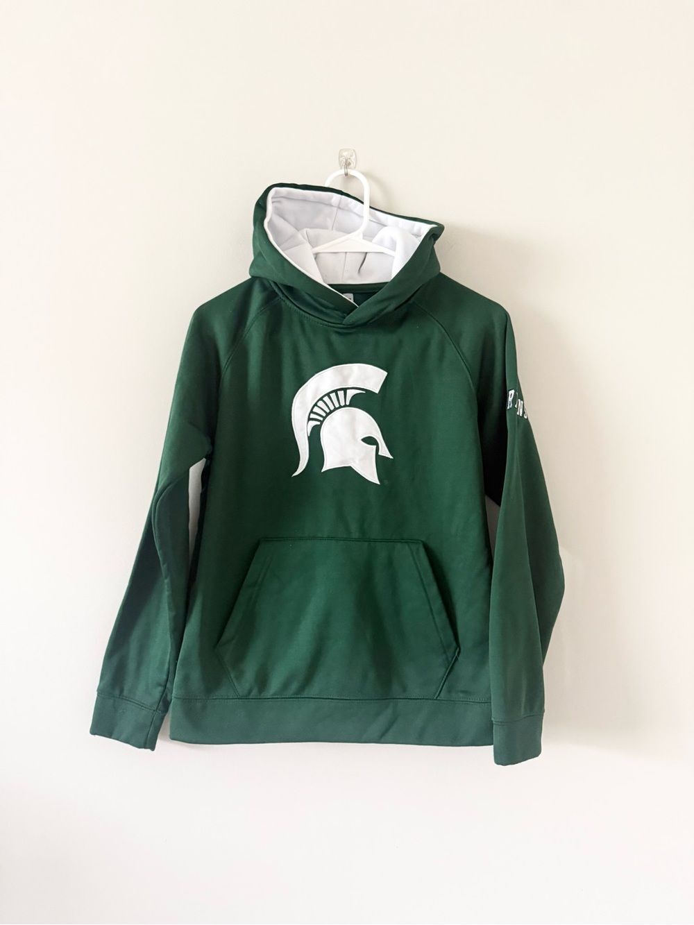 Colosseum Green Hooded Pullover with Michigan White Spartan Logo Size M (12-14)